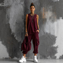 Load image into Gallery viewer, Women's Sleeveless Tank Top & Cropped Ankle Pants Set