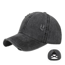 Load image into Gallery viewer, Washed Distressed Ponytail Baseball Cap