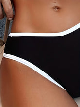 Load image into Gallery viewer, Bikini Scoop Neck Contrast Trim 2 Piece Swimsuit for Women – High Stretch Casual Bikini Set with Scallop Edge Detail and Matching Swim Briefs – Stylish Solid Color Swimwear for Beach Days Pool Lounging and Summer Vacations