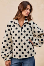 Load image into Gallery viewer, BiBi Polka Dot Sherpa Half Zip Up Top with Side Pocket