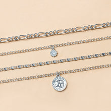 Load image into Gallery viewer, Mandotos Chunky Gold Layered Necklace With Coin Pendant And Sun Charm For Women