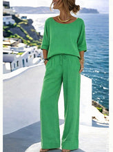 Load image into Gallery viewer, Women's Resort Set – Short Sleeve Top & Wide-Leg Pants