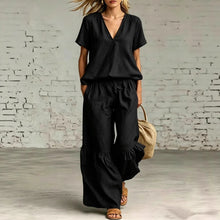 Load image into Gallery viewer, V-Neck Loose Short-Sleeve Top & Pants Set – 7 Colors, S–5XL