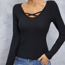 Load image into Gallery viewer, Cross‑collar long sleeve slim tee