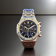 Load image into Gallery viewer, Stainless Steel Chronograph Watch- ChronoLunar Black Dial by Dapper Watches