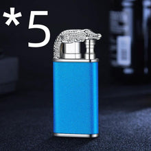 Load image into Gallery viewer, Mandotos Creative Blue Flame Lighter Dolphin Dragon Tiger Metal Windproof Double Flame Refillable