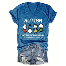 Load image into Gallery viewer, V-Neck 'AUTISM' Letters & Cartoon Children Print Tee