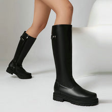 Load image into Gallery viewer, Women’s Retro British-Style Riding Boots – Leather Belt Buckle Knee Boots