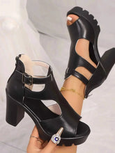 Load image into Gallery viewer, Stylish Cutout Block : Heels Sandals