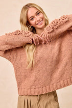 Load image into Gallery viewer, BiBi Chunky Knit Sweater with Flower Detail Sleeves