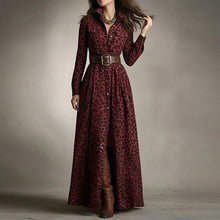 Load image into Gallery viewer, Women's Printed Lapel Slim-Fit Dress – Elegant Commuter Style