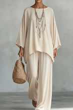 Load image into Gallery viewer, Women's Velvet Batwing Cape-Sleeve Poncho Tunic & Wide-Leg Pants Set