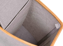 Load image into Gallery viewer, Eco-Friendly Bamboo & Canvas Laundry Hamper – Foldable, Slim Storage Basket with Lid for Bedroom, Bathroom & Dorm