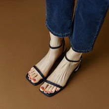 Load image into Gallery viewer, Open Toe Block Heel Buckle Sandals – Versatile Dress Sandal
