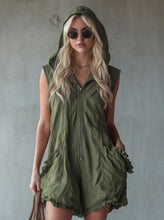 Load image into Gallery viewer, Women's Retro Hooded Zip-Up Sleeveless Cropped Jumpsuit
