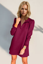 Load image into Gallery viewer, Double Take Textured Zip Long Sleeve Dress Classic Zip-Up Dress for Women Comfortable Outdoor Dress