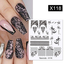Load image into Gallery viewer, Egg Shell French Lines Water Decals Sticker Geometric Flowers Leaves Bubble Design Slider For Manicuring Nail Art Manicure Lips Nail Art Decorations Slider Nail Art Stickers Decals Nail Art Supplies Valentines Day 3D Self-Adhesive Nail Decorations