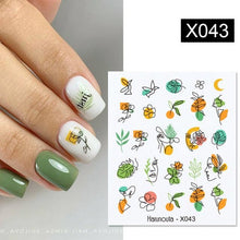 Load image into Gallery viewer, Egg Shell French Lines Water Decals Sticker Geometric Flowers Leaves Bubble Design Slider For Manicuring Nail Art Manicure Lips Nail Art Decorations Slider Nail Art Stickers Decals Nail Art Supplies Valentines Day 3D Self-Adhesive Nail Decorations