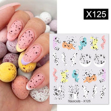 Load image into Gallery viewer, Egg Shell French Lines Water Decals Sticker Geometric Flowers Leaves Bubble Design Slider For Manicuring Nail Art Manicure Lips Nail Art Decorations Slider Nail Art Stickers Decals Nail Art Supplies Valentines Day 3D Self-Adhesive Nail Decorations