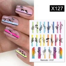 Load image into Gallery viewer, Egg Shell French Lines Water Decals Sticker Geometric Flowers Leaves Bubble Design Slider For Manicuring Nail Art Manicure Lips Nail Art Decorations Slider Nail Art Stickers Decals Nail Art Supplies Valentines Day 3D Self-Adhesive Nail Decorations
