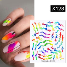 Load image into Gallery viewer, Egg Shell French Lines Water Decals Sticker Geometric Flowers Leaves Bubble Design Slider For Manicuring Nail Art Manicure Lips Nail Art Decorations Slider Nail Art Stickers Decals Nail Art Supplies Valentines Day 3D Self-Adhesive Nail Decorations