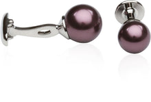 Load image into Gallery viewer, Eggplant Swarovski Pearl Formal Set Cufflinks & Studs