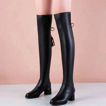 Load image into Gallery viewer, Elastic Leather Knee Boots