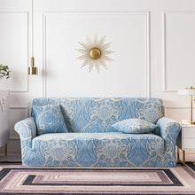 Load image into Gallery viewer, Elastic Plain Floral Printing Sofa Cover Stretch for Living Room Couch Cover Chair Protector 1/2/3/4 Seater Printed Couch Cover for 3 Cushion Couch Floral Pattern Sofa Cover with Separate Cushion Cover Pieces Stretch Sofa Slipcover