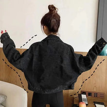Load image into Gallery viewer, Elegance Black Denim Short Jackets For Women Loose Single Breasted Button Pockets Stylish Chic Retro Casual Streetwear For Women