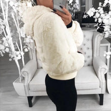 Load image into Gallery viewer, Elegance Faux Fur Women Coat With Hood High Waist Fashion Slim Black /Red /Pink Faux Fur Jacket Fake Rabbit Fur Coats