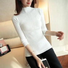 Load image into Gallery viewer, Elegance Solid White and Black Tops,Sweaters Winter Long Sleeve Turtleneck Pullovers Women's Sweaters Female Clothing