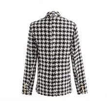 Load image into Gallery viewer, Elegance Women Tweed Jackets Fashionable Office Ladies Black Tassel Houndstooth Coats Female Autumn Vintage Thick Plaid Coat Girls Chic