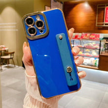 Load image into Gallery viewer, Elegant Adjustable Wrist Strap Hand Band Case For iPhone 12 13 11 14 Pro Max X XS Max XR 14 plus Case with Strap Luxury Plating Gold Bumper Phone Cover Wristband Kickstand Full Body Protective Slim Case Luxury Candy Color Phone Holder Colorful Iphone Case