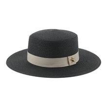 Load image into Gallery viewer, Elegant Adult Bucket Hat Beach Summer Straw Hats for Women Beach Sun Straw Hat Wide Luxury Comfortable Hat Flat Top Ribbon Bowknot Elegant Luxury Women Summer Hat 56-58cm