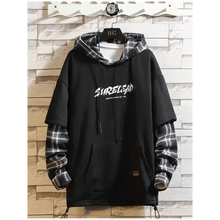 Load image into Gallery viewer, Elegant Autumn Spring Black Hoodies Men's Sweatshirts Punk Streetwear Casual Pullover Fleece Hoodie Men Contrast Color Design Pullover Long Sleeve Hoodie