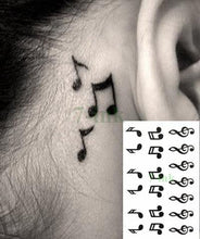 Load image into Gallery viewer, Elegant Black Music Notes Waterproof Sticker Tattoos Temporary Chest Shoulder Tattoos For Men Women