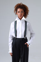 Load image into Gallery viewer, Sicily Meadow Green Floral Patterned Silk Suspenders