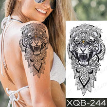 Load image into Gallery viewer, Elegant Black Waterproof Temporary Tattoo Sticker Lion Tiger Bear Flash Tattoos Leopard Wolf Colorful Big Tattoo Stickers For Mens Womens