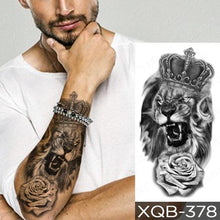 Load image into Gallery viewer, Elegant Black Waterproof Temporary Tattoo Sticker Lion Tiger Bear Flash Tattoos Leopard Wolf Colorful Big Tattoo Stickers For Mens Womens