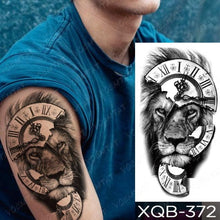 Load image into Gallery viewer, Elegant Black Waterproof Temporary Tattoo Sticker Lion Tiger Bear Flash Tattoos Leopard Wolf Colorful Big Tattoo Stickers For Mens Womens