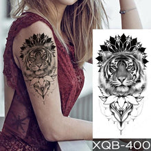 Load image into Gallery viewer, Elegant Black Waterproof Temporary Tattoo Sticker Lion Tiger Bear Flash Tattoos Leopard Wolf Colorful Big Tattoo Stickers For Mens Womens
