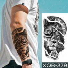 Load image into Gallery viewer, Elegant Black Waterproof Temporary Tattoo Sticker Lion Tiger Bear Flash Tattoos Leopard Wolf Colorful Big Tattoo Stickers For Mens Womens