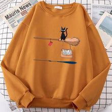 Load image into Gallery viewer, Elegant Cute Cat Print Sweatshirts Women Casual Crewneck Sportswear Fleece Warm Fleece Sweatshirt Loose Autumn Clothes Casual Women's Printed Hooded Sweatshirt Loose Tunic Blouse Top Utility Pockets Ladies Sweatshirts