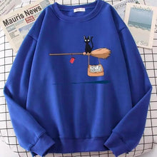 Load image into Gallery viewer, Elegant Cute Cat Print Sweatshirts Women Casual Crewneck Sportswear Fleece Warm Fleece Sweatshirt Loose Autumn Clothes Casual Women's Printed Hooded Sweatshirt Loose Tunic Blouse Top Utility Pockets Ladies Sweatshirts