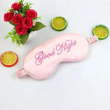 Load image into Gallery viewer, Elegant Good Night Soft Eye Masks Cute Design Eye Cover Sleeping Blindfold Women Eye Cover Full Night's Sleep Travel Portable Lightweight Eye Mask