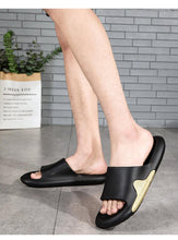 Load image into Gallery viewer, Elegant Men Black Soft Slides Light-Weight Anti-Slip Home Slippers Summer Anti-Odor House Shoes Unisex Shower Bathroom Slipper EVA Massage Foam Super Soft Non-Slip Slippers