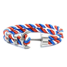 Load image into Gallery viewer, Elegant Modern Handmade Stainless Steel Men Anchor Bracelet made of Nylon in Navy Blue Color For Man