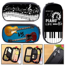 Load image into Gallery viewer, Elegant Music Note Piano Pen Case Holder Stylish Black/White Pencil Bag Guitar Pencil Case Unique Stationery Case For School