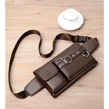 Load image into Gallery viewer, Elegant New Black Mens Leather Waist Bag Adjustable Strap Outdoors Fanny Pack Comfortable Luxury Design For Men