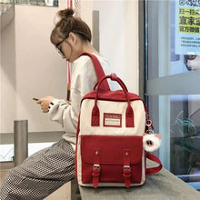 Load image into Gallery viewer, Elegant Nylon Candy Color Waterproof School Bags for Teenagers Girls And Women Nice Patchwork On Backpack For Female